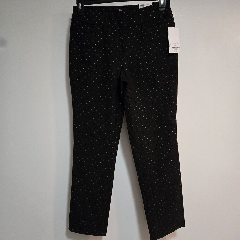 Kim Rogers Petite 8P Black Millennium Pull-on Straight Leg Pant Pocket 30x29 NEW